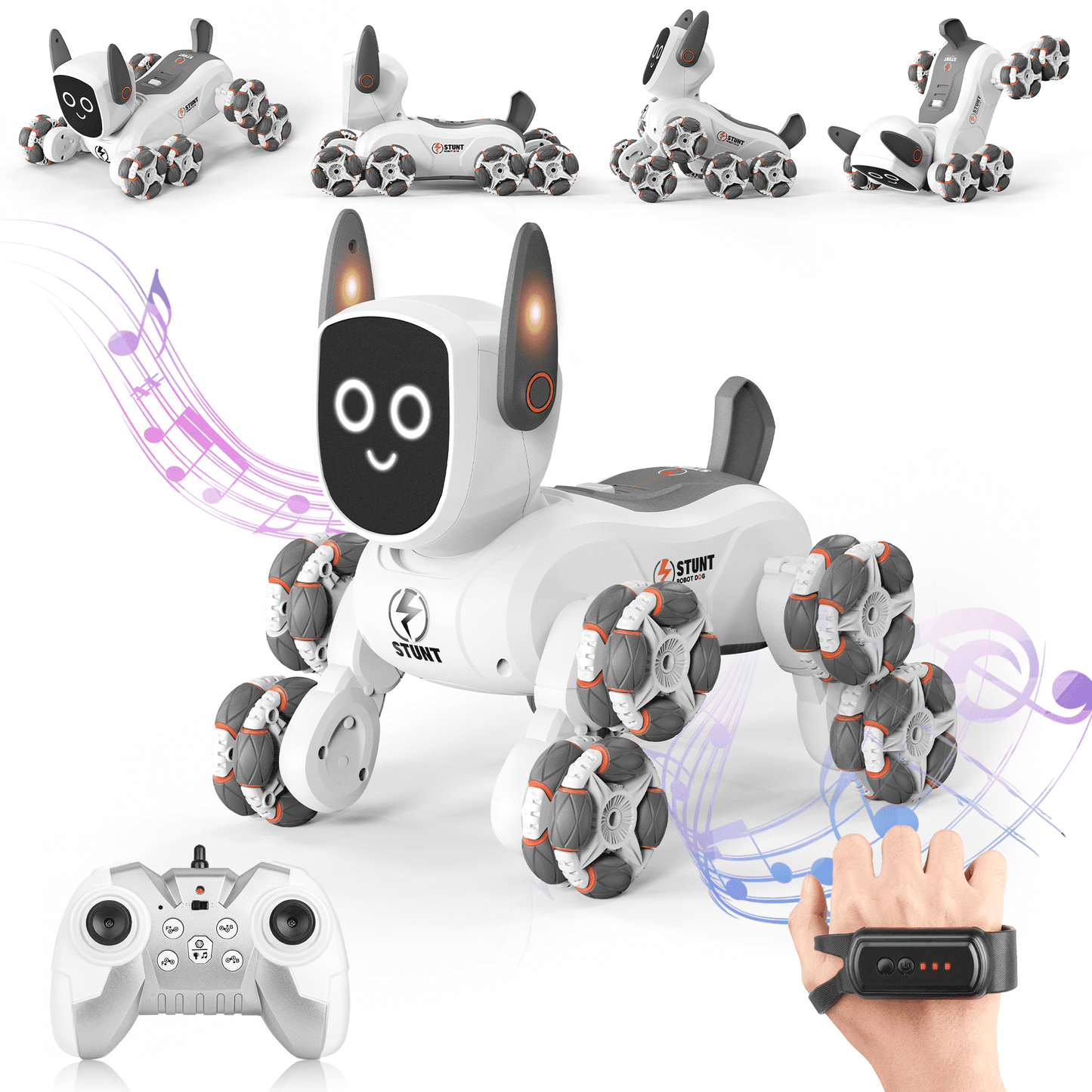 UUGEE Remote Control Robot Dog Toys, RC Smart Robot Intelligent Pets 8WD Gesture Sensing Stunt Toys with Light and Music, Gifts for 5 6 7 8+ Years Old Boys Kids