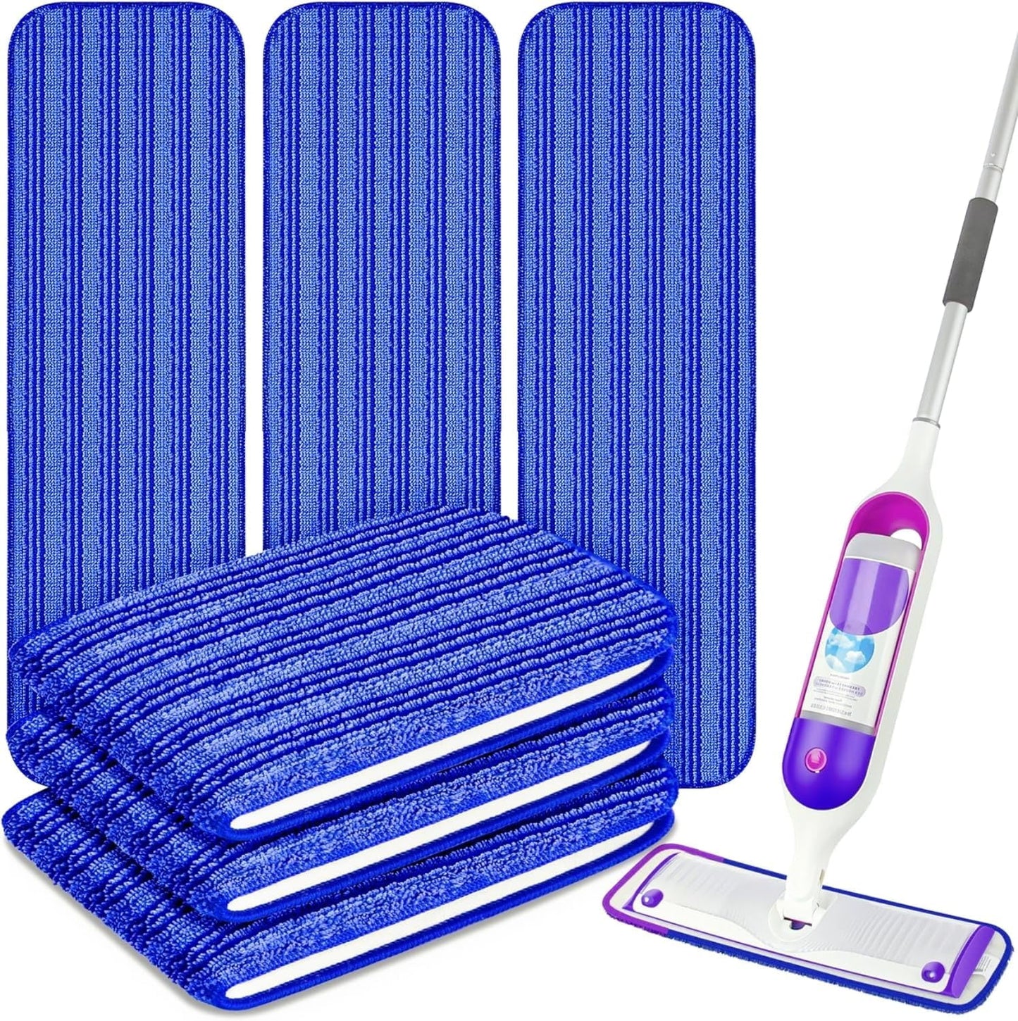 6 Pack Microfiber Mop Pad Refills Reusable Swiffer Power Mop Pads Refills for All Floor Surfaces