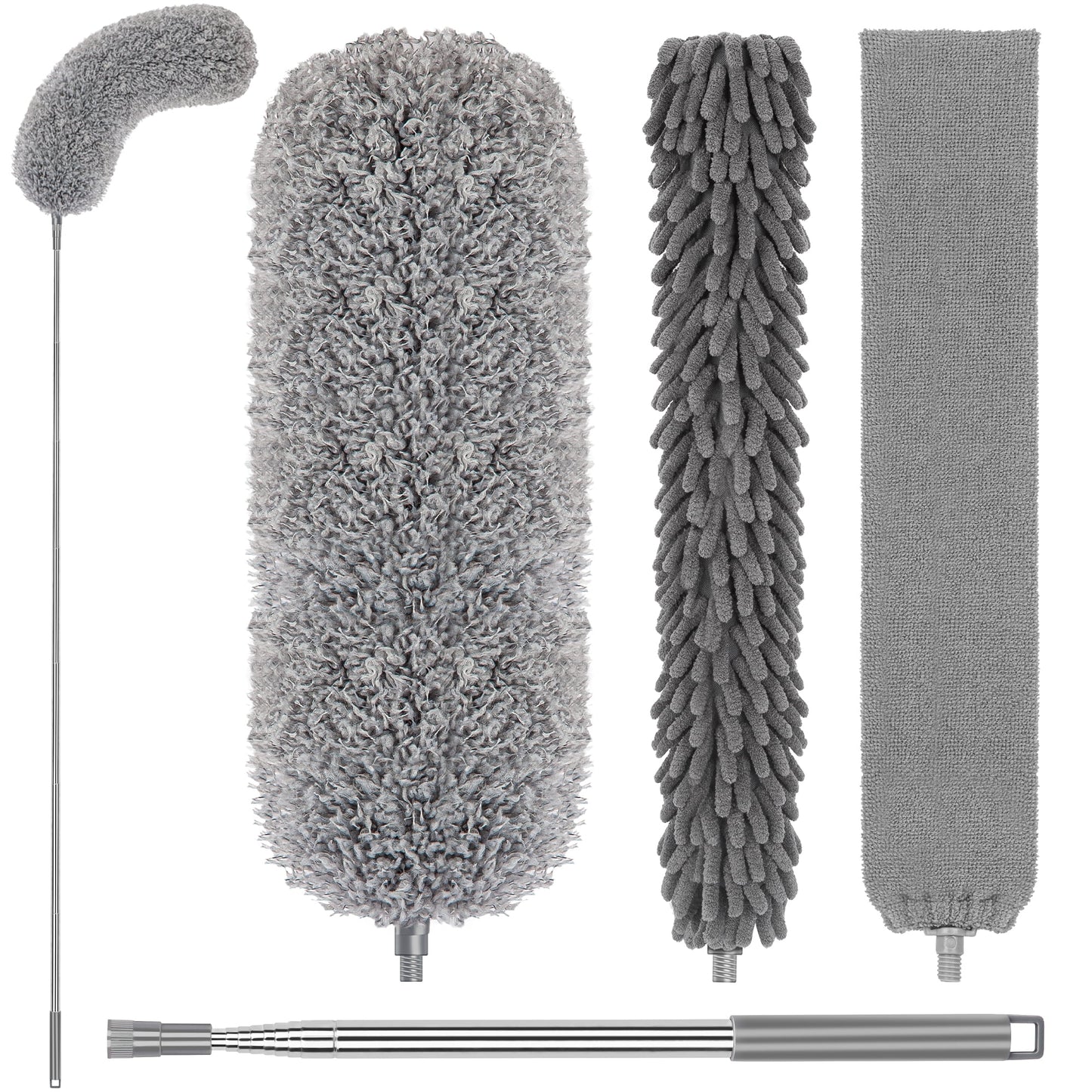 Microfiber Feather Duster with Extension Handle for Cleaning Fan High Ceiling 4 Pcs