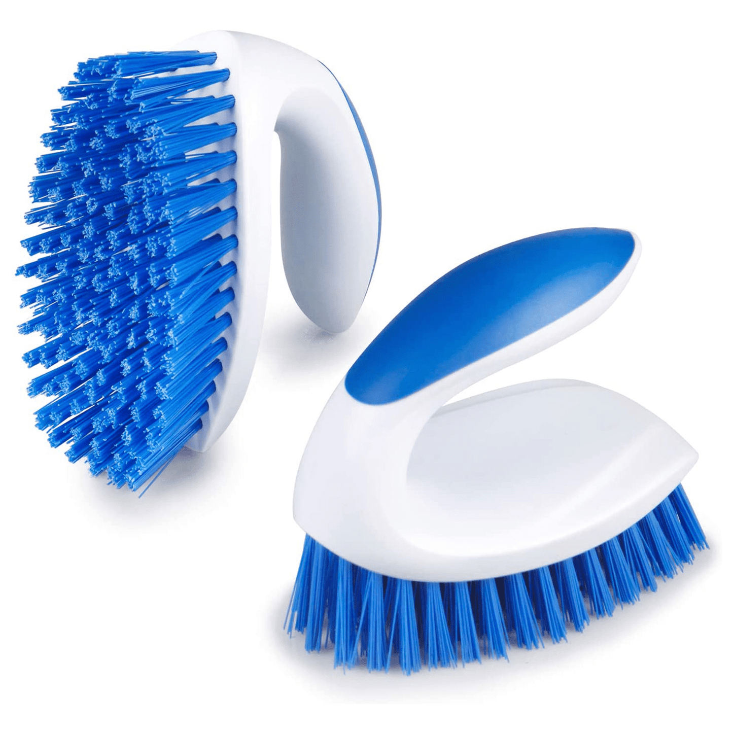 Scrub Brush Comfort Grip & Stiff Bristles Heavy Duty Cleaning Scrubber for Bathroom Shower Tub Carpet Floor - Pack of 2 (Blue)