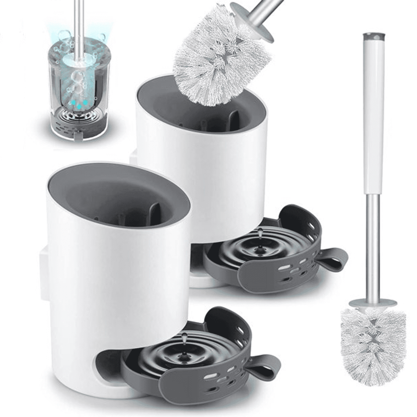 Toilet Brush and Holder Caddy Plunger Set 2 Pack Toilet Bowl Brush for Bathroom Scrubber