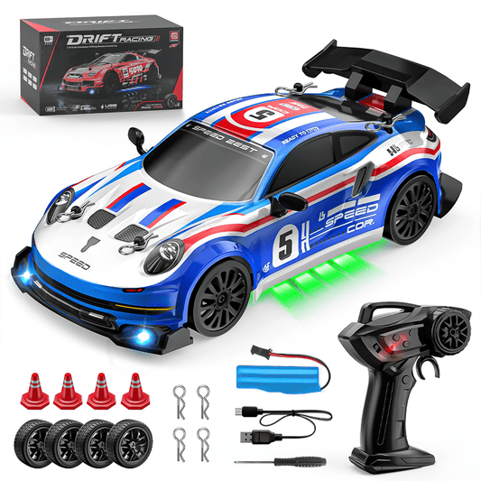 UUGEE Remote Control Car Toys for Boys, 2.4GHz 1:24 RC Drift Car Vehicle with LED Lights, 20KM/H 4WD High Speed Racing Sport Car Gift for Boys Kids Adults£¬Blue