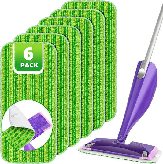 6 Pcs Reusable Mop Pads Compatible for Swiffer WetJet Mops Dry Wet Mopping Cloths for Wet Jet Refill