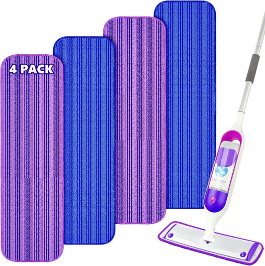 4 Pcs Reusable Mop Refill Pads for Swiffer Power Mop Pads Refills for Various surfaces Floor Cleaning