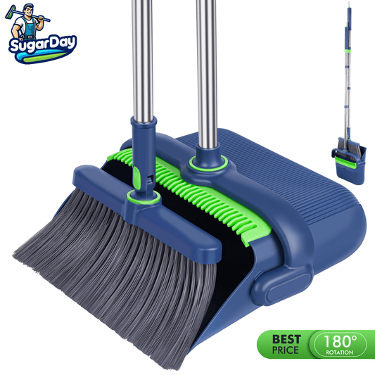 Broom and Dustpan Combo Set for Home Floors Broom and Dust Pan Combo with Long Handle