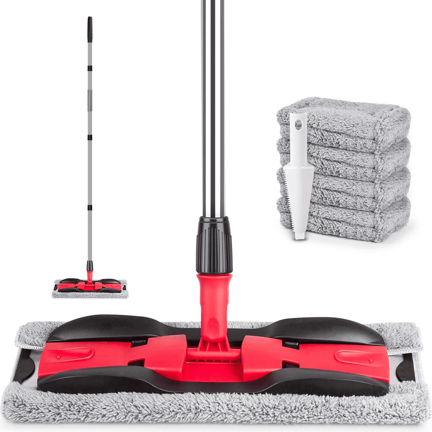 Hardwood Floor Mop for Cleaning Flat Mop with 4 Washable Mop Pads Cloth and 1 Scraper