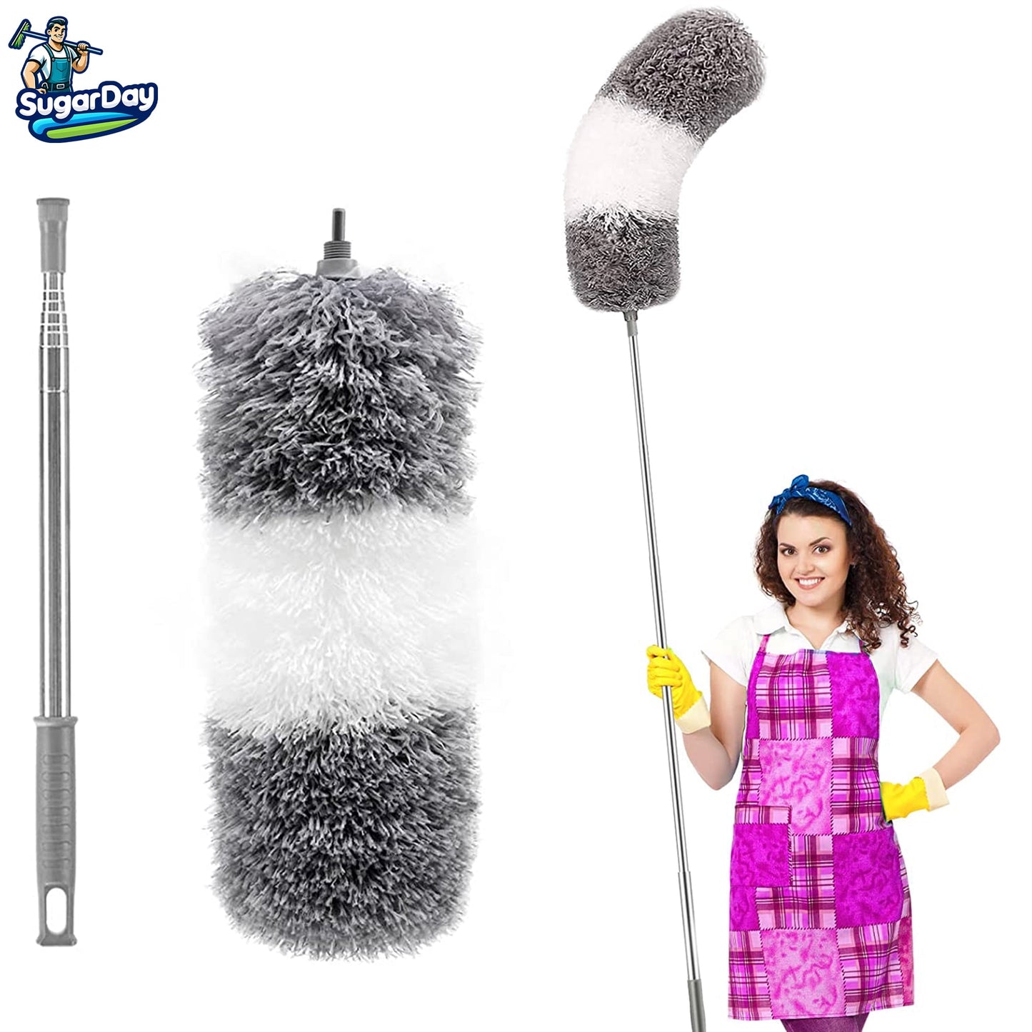 Microfiber Feather Duster with Extension Pole Handle for Cleaning Ceiling Fan Duster