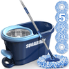 Spin Mop and Bucket with Wringer Set for Floors Cleaning Heavy duty System, Blue