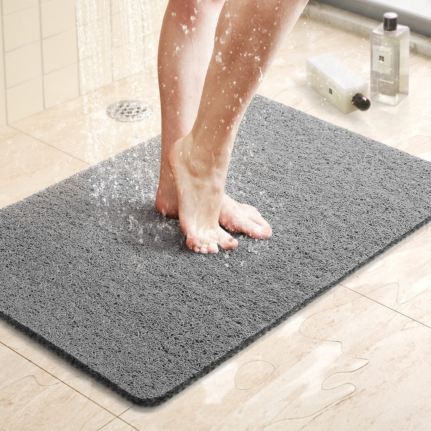 Shower Mat for Bathtub Showers Stall Anti Slip PVC Loofah Bath Mats for Tub 17"x30"