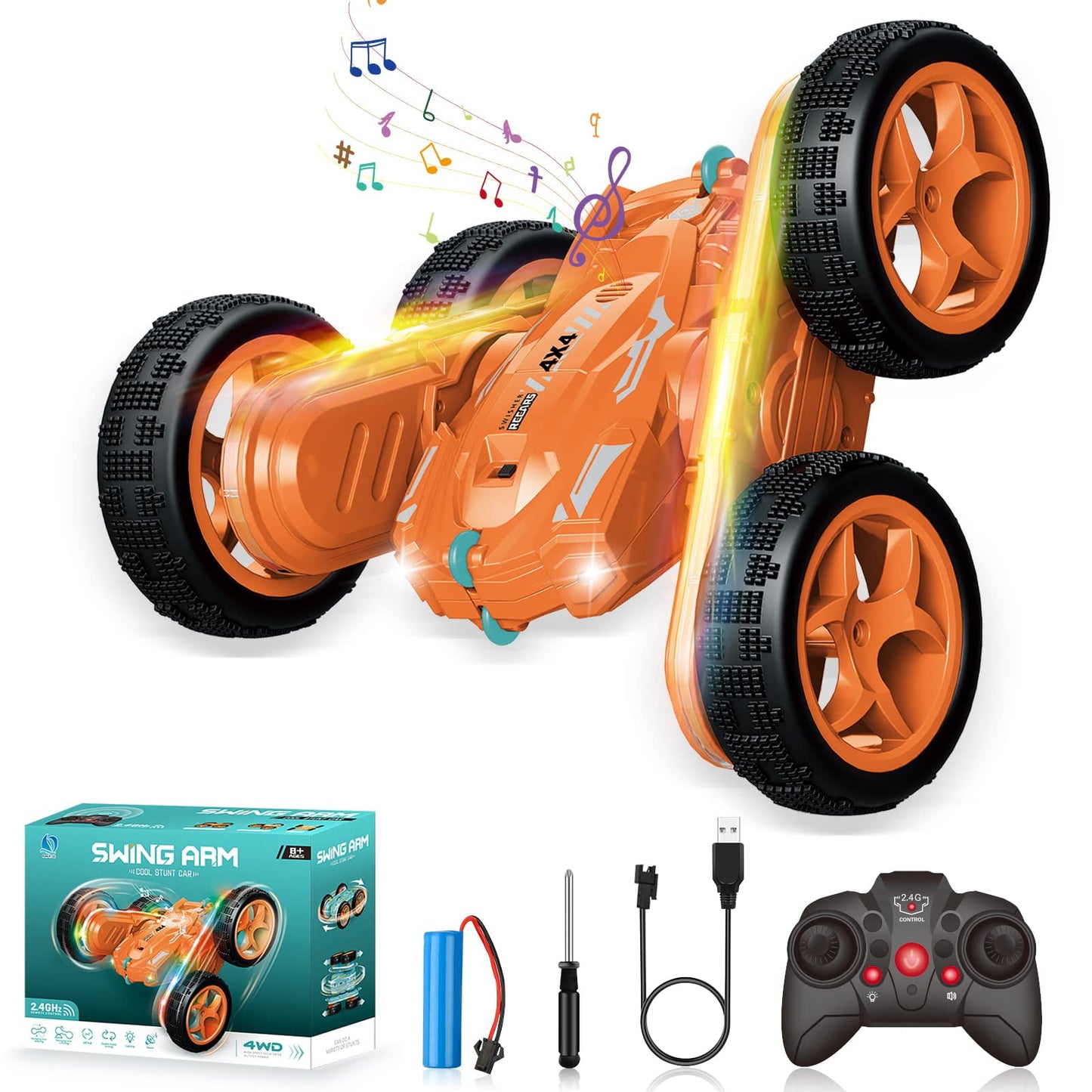 UUGEE Remote Control Car for Boys, RC Cars 360¡ã Rotating Drift 2.4GHz 4WD Stunt Race Car Toys, Christmas Gifts for 3 4 5 6 7 8 Year Old Kids